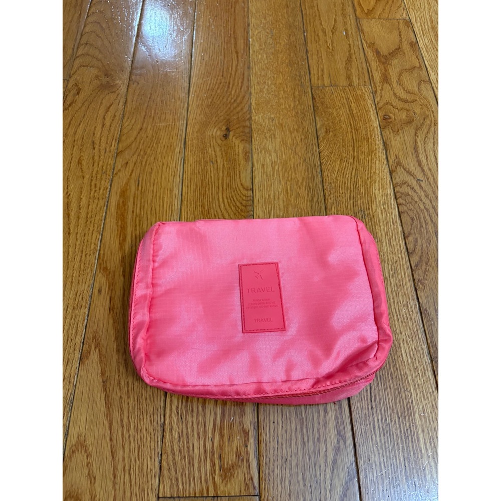 Pink Travel Organizer Toiletry Bag Makeup Pouch Zip Around Case Bin U
